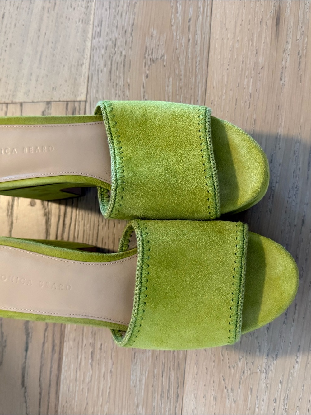 Veronica Beard lime green platform suede mules sandals 9.5 | barbiecore Y2K - Picture 2 of 8
